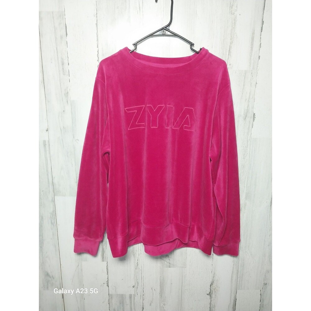ZYIA Fuschia Pink Velour Crewneck Sweatshirt 3XL